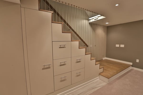 Storage in playroom - basement remodel idea