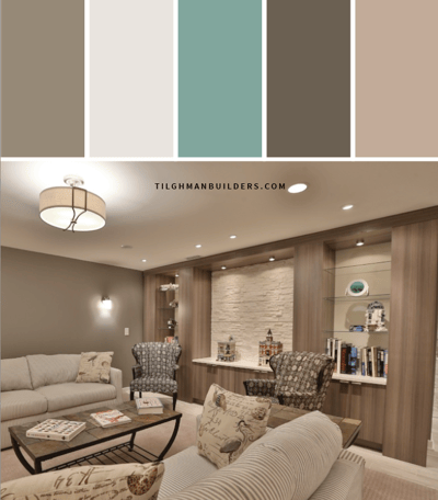 Wheatshef Basement Remodel Fall Color Pallet Interior Design | Tilghman Builders Home Design + Build Firm in Eastern PA
