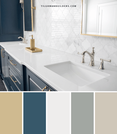 Collins Bathroom Fall Color Pallet Interior Design | Tilghman Builders Home Design + Build Firm in Eastern PA